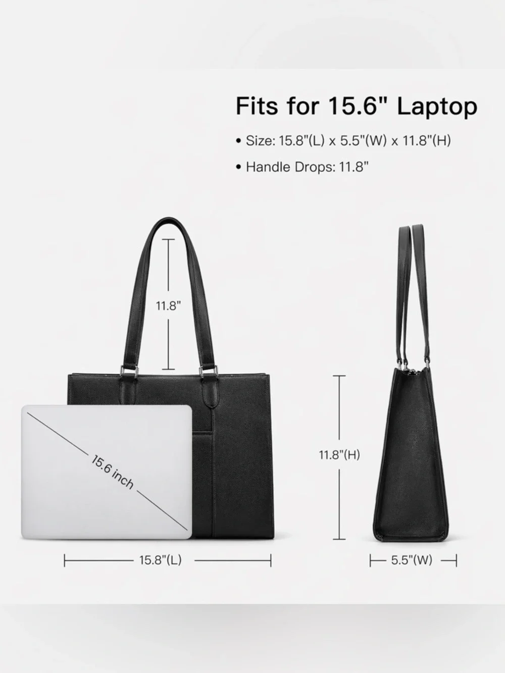 Elegant Black Leather Tote Bag for Women - Picture 5 of 6